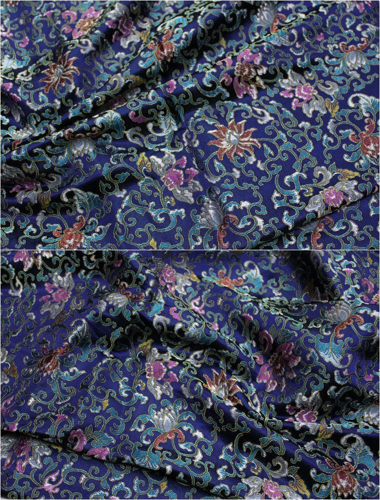 Chinese Brocade Fabric: Handmade Silk Rayon Blend, 55" Wide