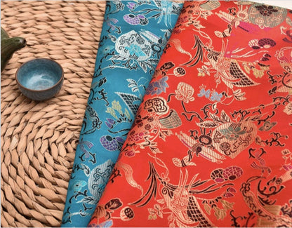 Eight Immortals Brocade Fabric: 59"W Rayon Upholstery & Sewing