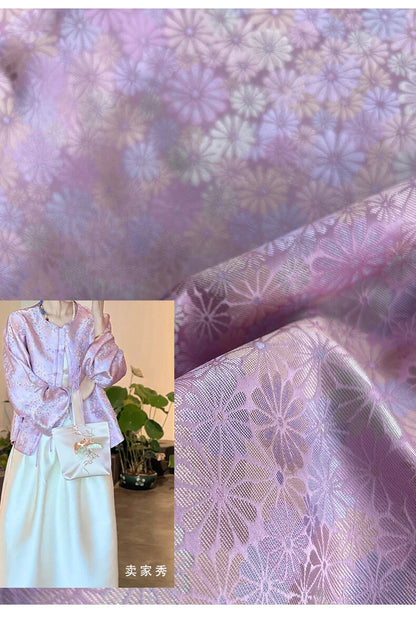 Floral Silk Brocade Fabric: 59"W Rayon Blend, Cheongsam Sewing Material