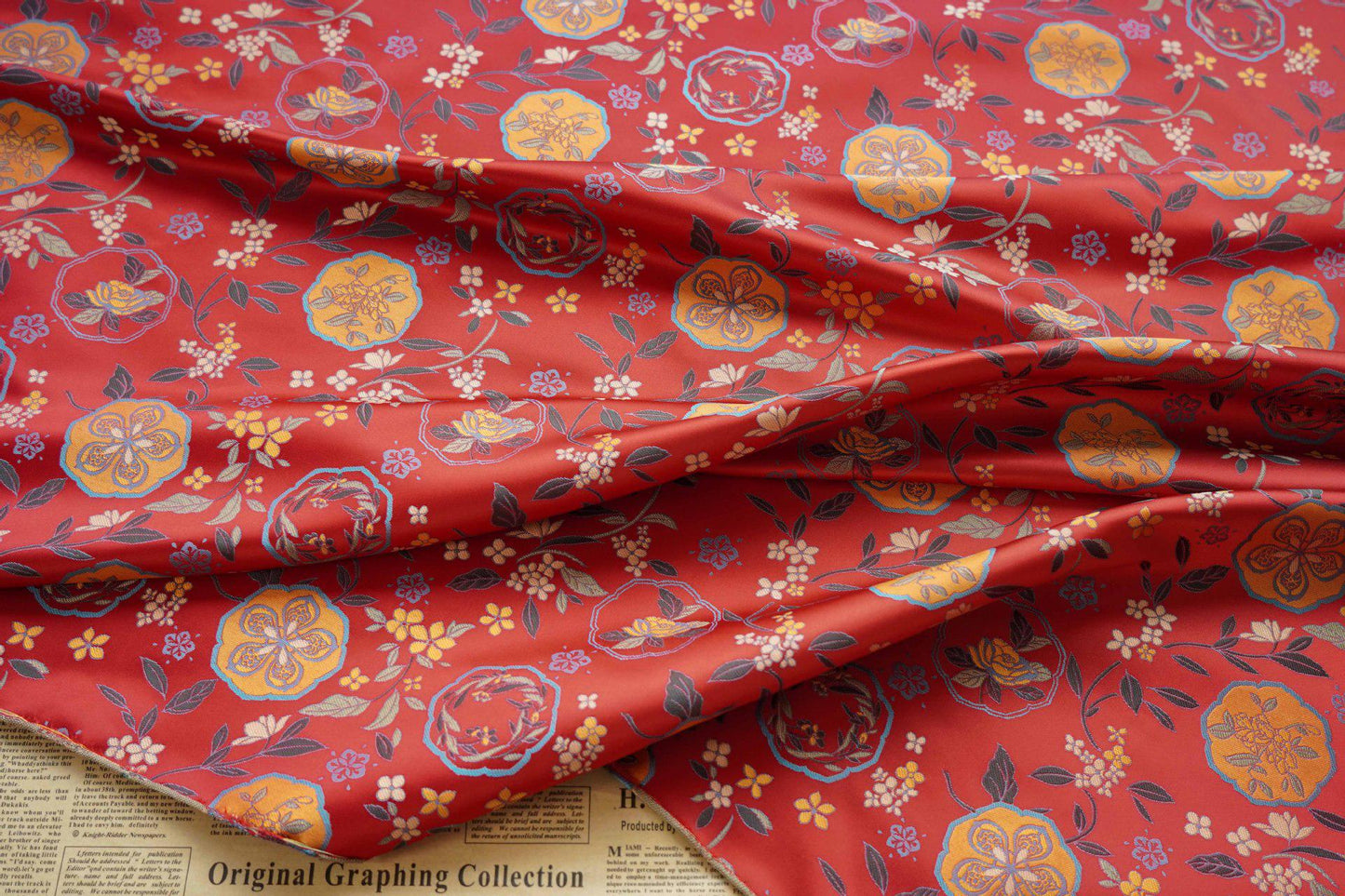 Floral Brocade Fabric: 63"W Rayon Damask for Sewing & Upholstery