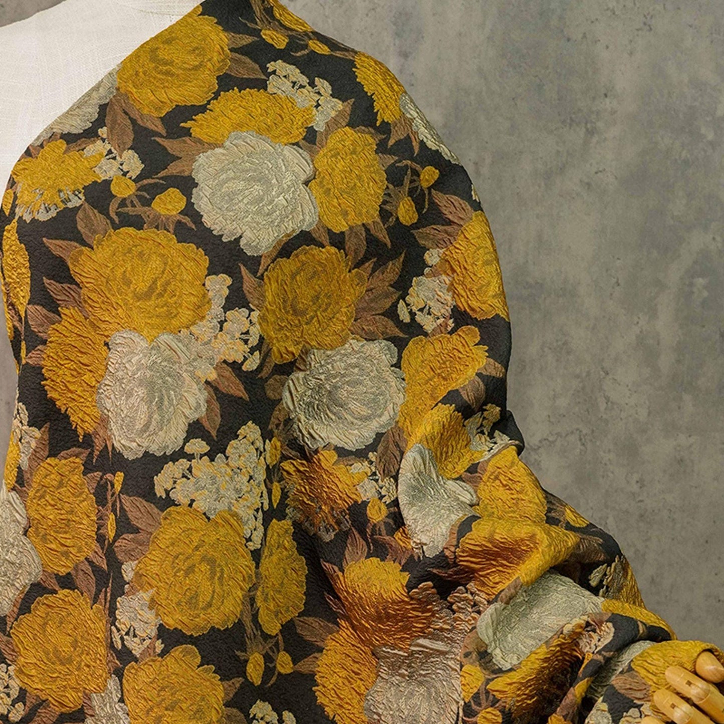 Gold Thread Embossed Jacquard Fabric: European Designer Upholstery, Quilting & Sewing