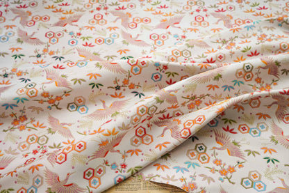 Golden Crane Jacquard Fabric: Embossed Upholstery, Costume, & Decor (59"W)
