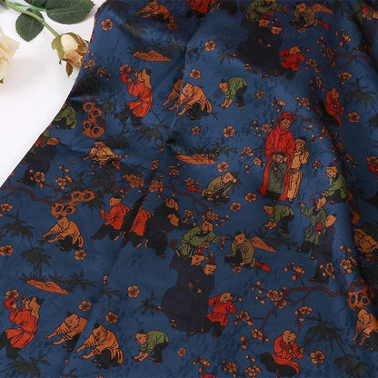 Ancient Painting Jacquard Fabric: Rayon Blend Cheongsam Dressmaking Material, 55" Wide