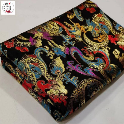 Phoenix Brocade Fabric: Gold Embroidery, Chinese Cheongsam Sewing Material (29.5"W)