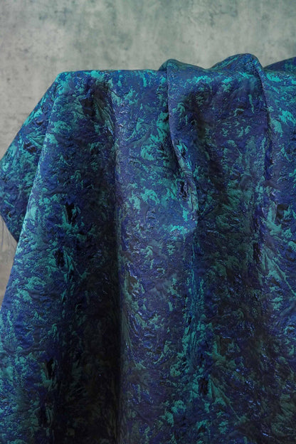 Dark Blue Jacquard Fabric: Retro 3D Texture, Upholstery & Sewing, 59" Wide