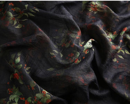 Floral Tencel Ramie Fabric: Sewing Material by Meter (59 inch)