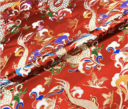 Dragon Brocade Fabric: 59"W Silk Rayon Blend, Traditional Sewing