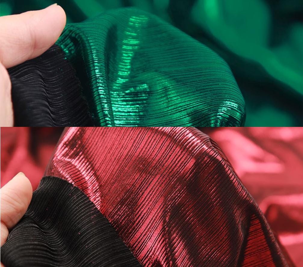 Metallic Foil Striped Knit Fabric: 4-Way Stretch, 56" Wide
