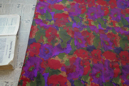 Floral Jacquard Fabric: Oil Painting Style, 59" Wide - By The Meter