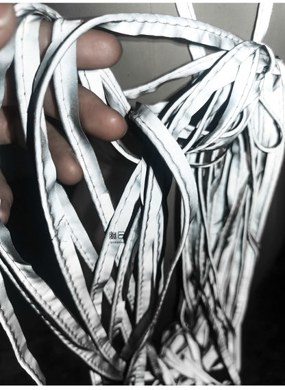 High Visibility Reflective Fabric Strip: Silver Luminous Rope Edging