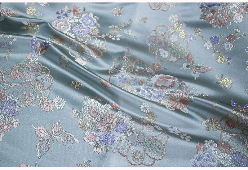 Butterfly Brocade Fabric: 57���W Silk Rayon Jacquard
