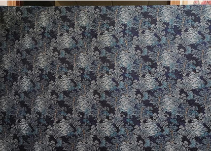 Ice Blue Jacquard Fabric With Gold Thread | Textured Embossed Material, 64" Wide