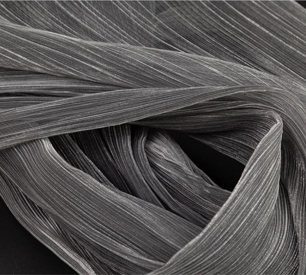 Two-Tone Pleated Organza Fabric: Fantasy Gradient Designer Material