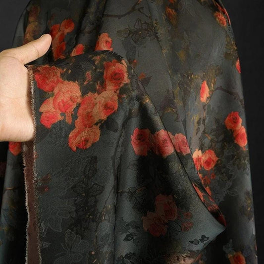 Tissu shantung en rayonne noire : ameublement, costumes, décoration - 140 cm de large