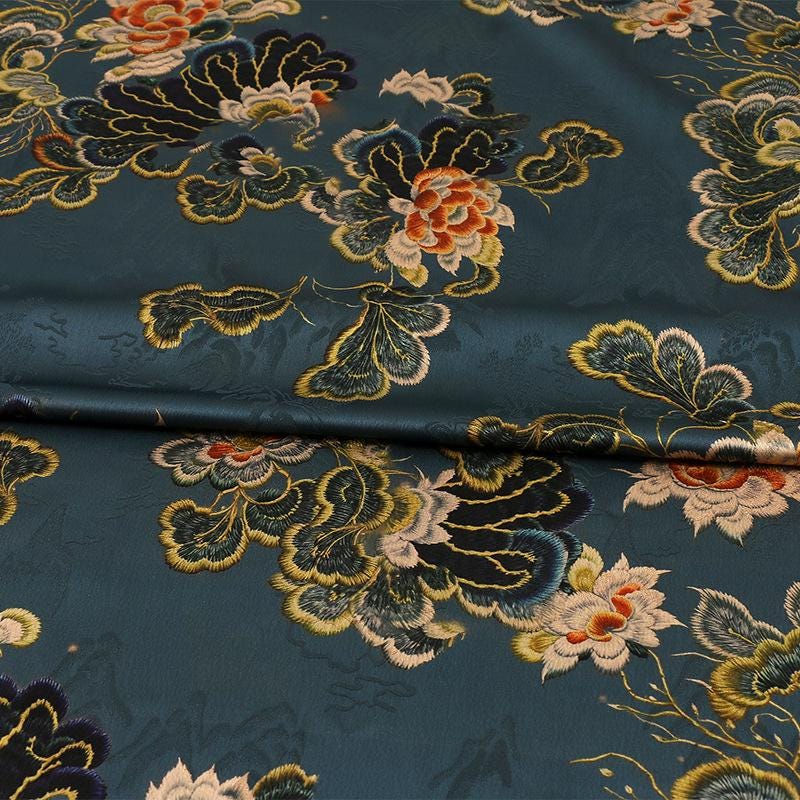 Tissu jacquard satiné : soie shantung imprimée numériquement, 150 cm de large – Ameublement, costumes, rideaux