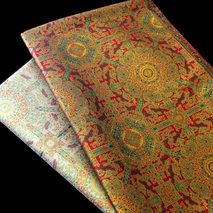 Mongolian Bada Fabric: Tibetan Caisson Pattern Rayon, 58"W, By The Meter