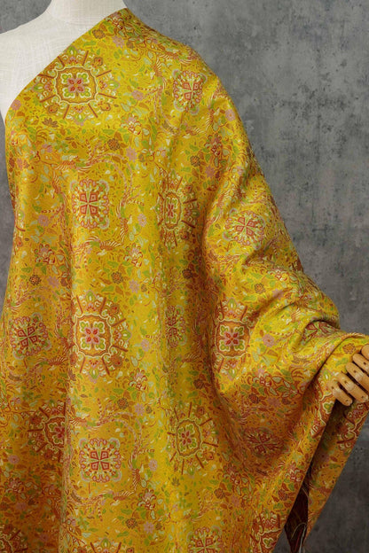 Gold Thread Brocade Fabric: Chinese Style Jacquard Weaving, 59" Wide