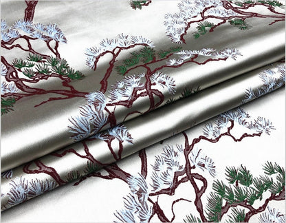 Pine Tree Silk Brocade Fabric: 59" Wide Upholstery & Sewing