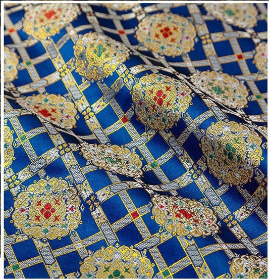 Tissu brocart jacquard Nishijin : mélange de soie pour kimono japonais (largeur : 150 cm)