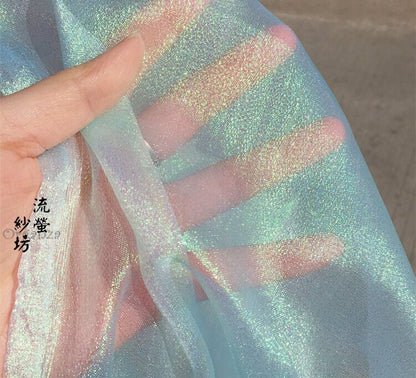 Glitter Starry Gauze Fabric: Colorful Indian Yarn, 59"W, DIY Wedding Decor