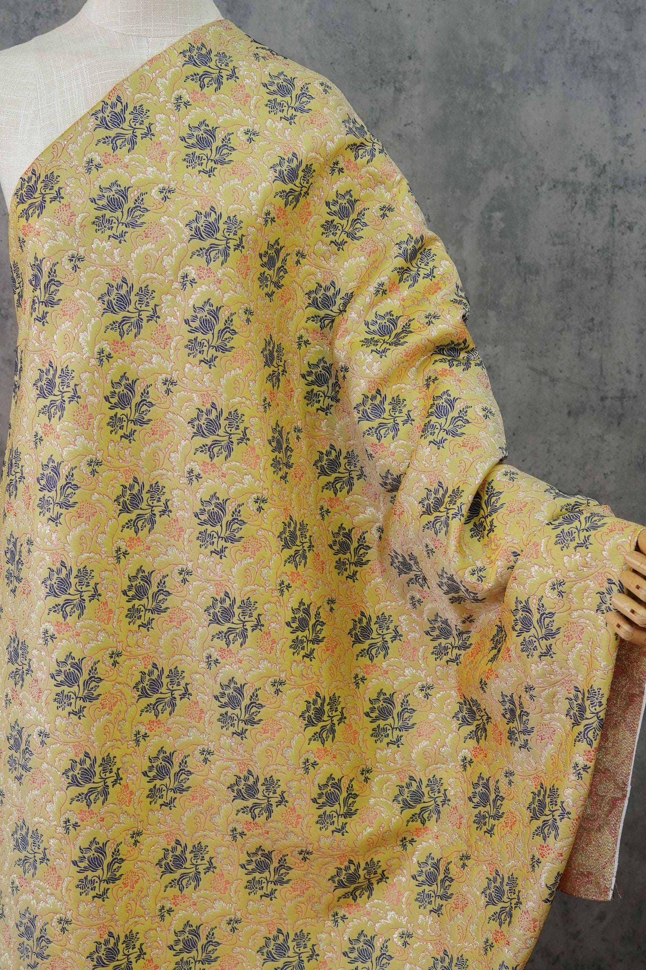 Gold Jacquard Floral Fabric: Upholstery, Costume, & DIY Sewing (By The Meter, 63"W )