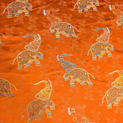 Orange Elephant Jacquard Brocade Fabric ��� Song-Style Upholstery Ma