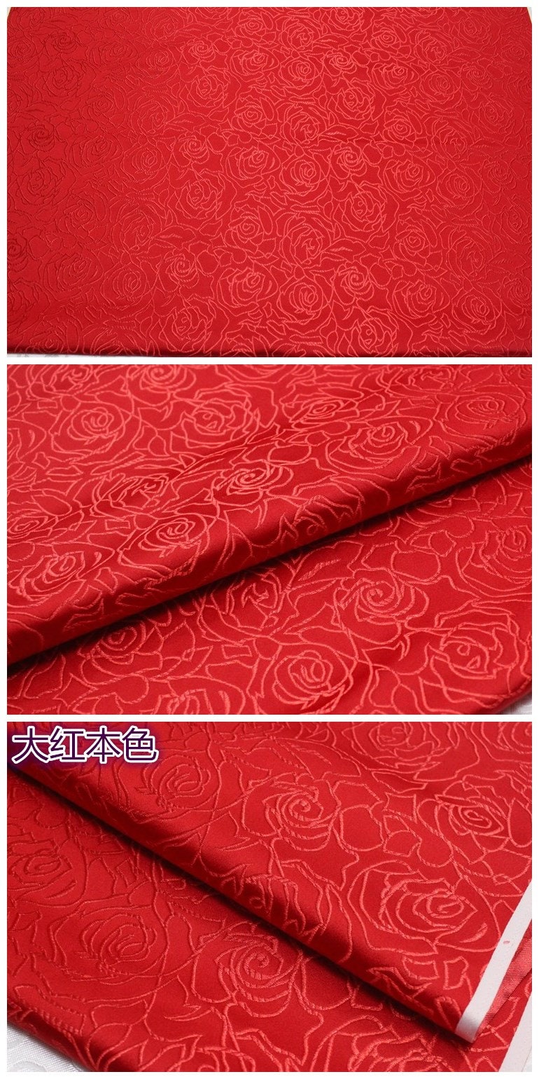 Tissu brocart rose : mélange de soie et de rayonne de style chinois (au mètre)