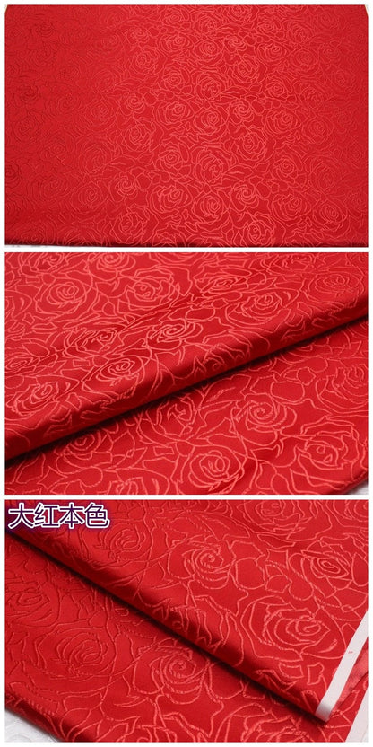 Tissu brocart rose : mélange de soie et de rayonne de style chinois (au mètre)