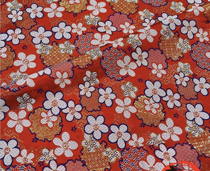 Nishijin Floral Jacquard Brocade Fabric: Japanese Silk Rayon Blend