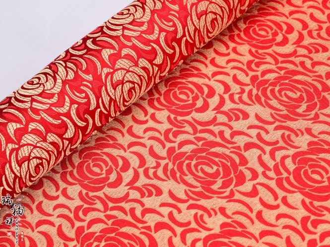 Rose Brocade Fabric: Chinese Style Rayon Qipao Cheongsam Material