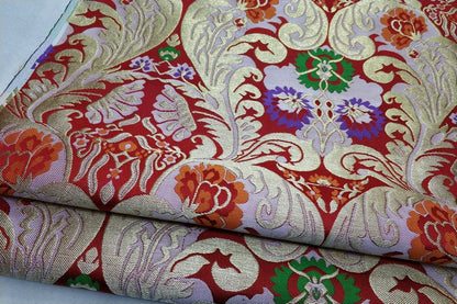 Chrysanthemum Brocade Fabric: Chinese Folk Tapestry Silk Rayon Blend, 29" Wide