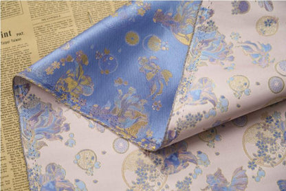 Tissu jacquard brocart à poissons rouges : style rétro, largeur 160 cm (63 po) - Vendu au mètre
