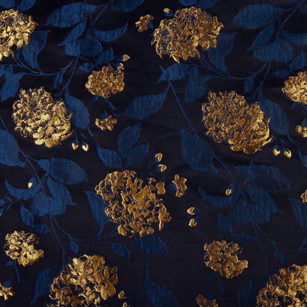Brocade Jacquard Fabric | Gold Floral Knit Upholstery, Costume Fabric