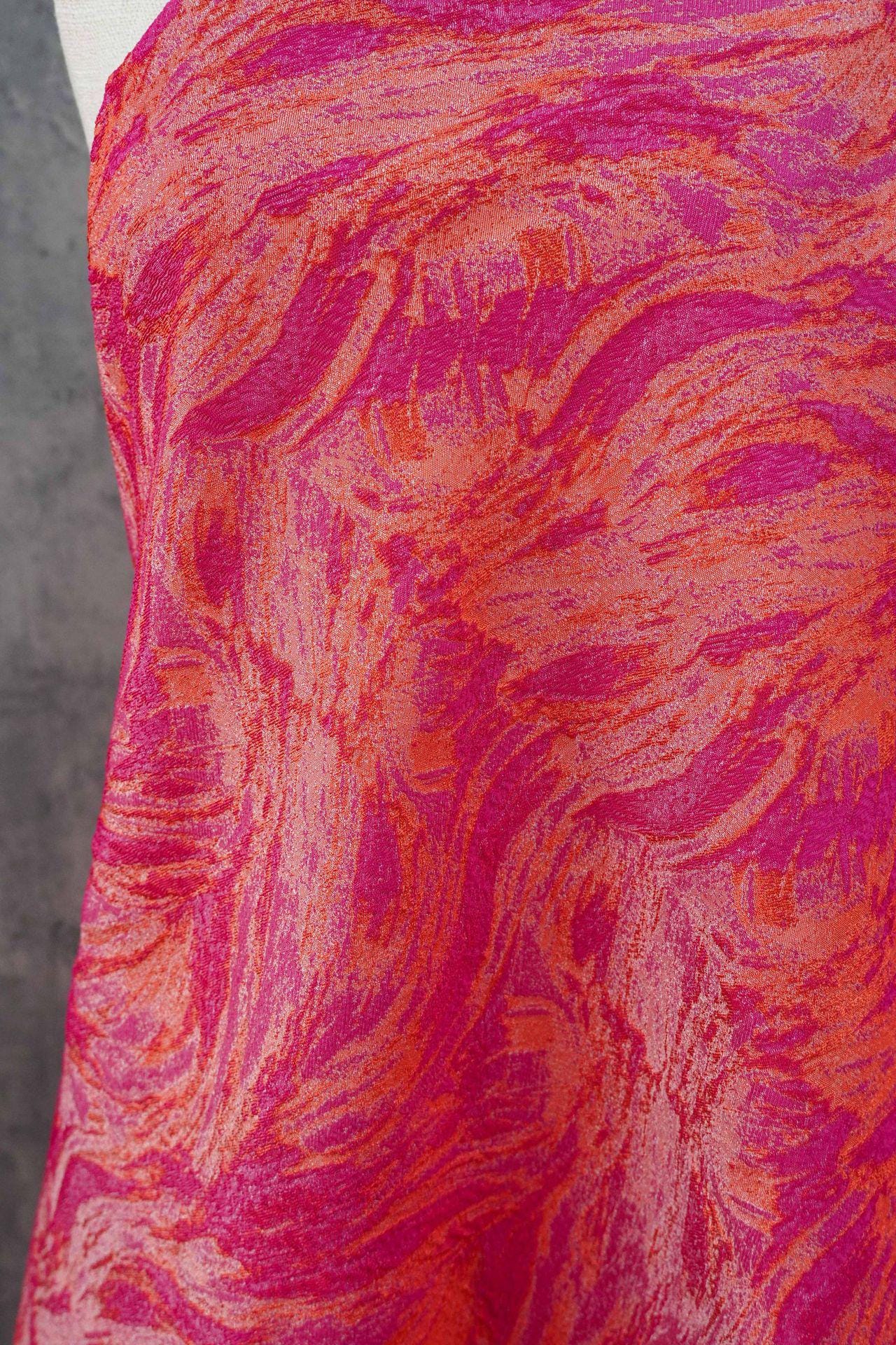 Abstract Embossed Jacquard Fabric: Retro Upholstery & Dress Sewing, 65" Wide