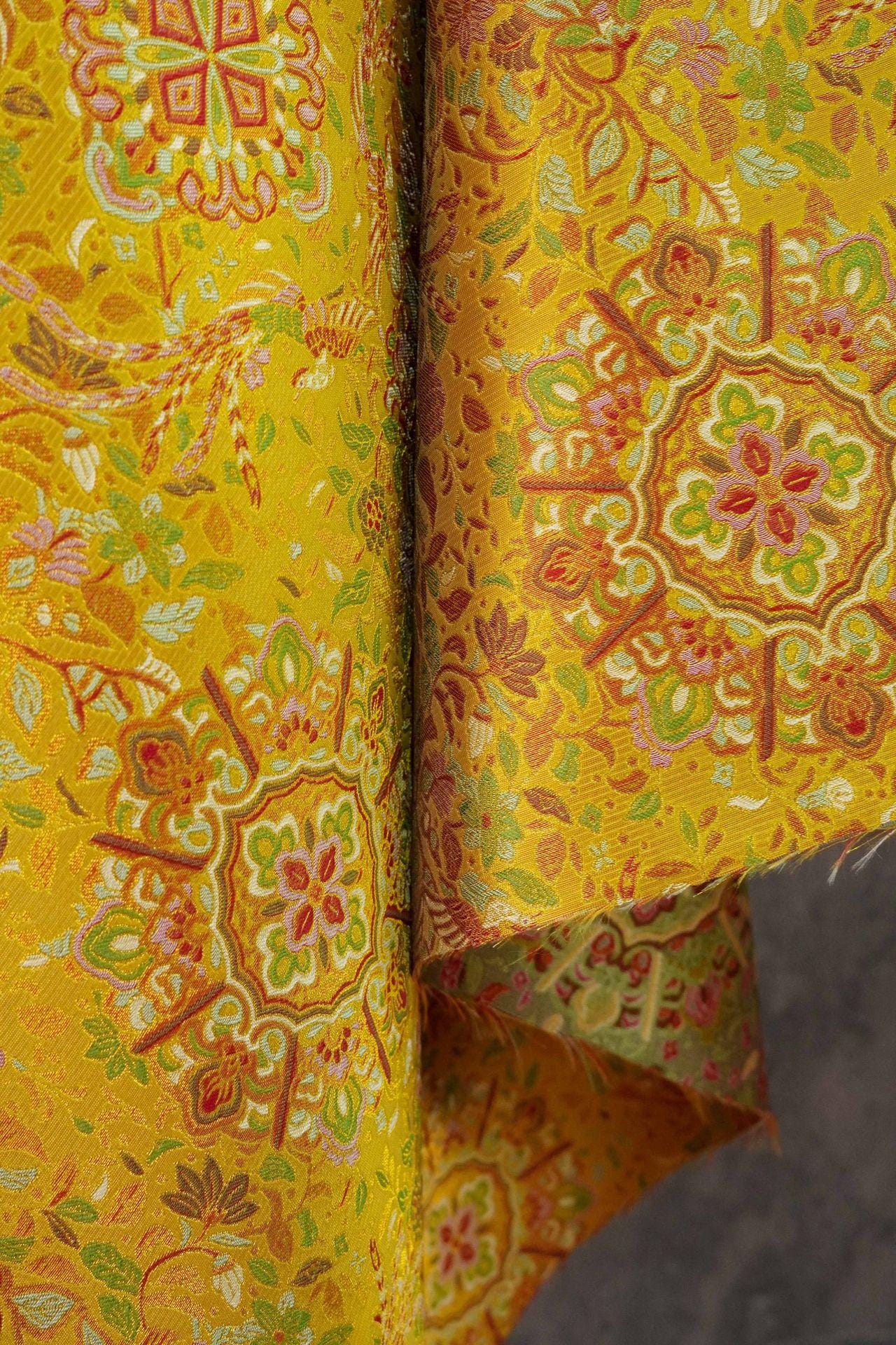 Gold Thread Brocade Fabric: Chinese Style Jacquard Weaving, 59" Wide