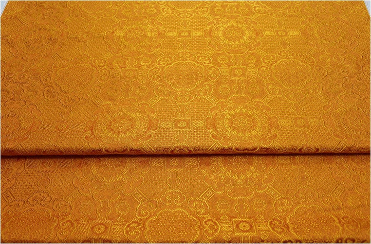 Gold Jacquard Fabric: Tortoise Bone Pattern, Silk Rayon Blend