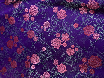 Silk Brocade Fabric: Tea Flower Damask, 45" Wide, Upholstery & Costume