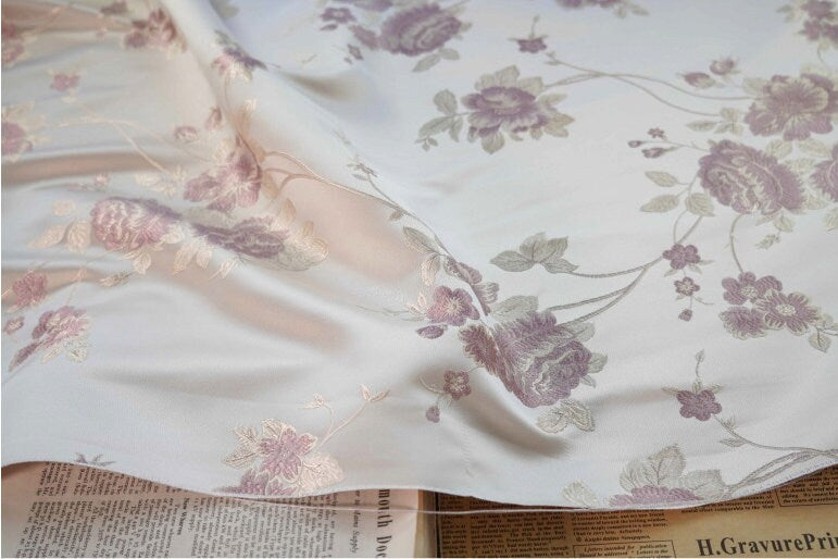 Floral Damask Brocade Fabric: 56"W Polyester Rayon Blend
