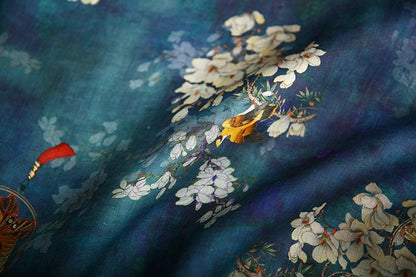 Jade Green Floral Ramie Fabric: Natural Fiber, Upholstery & Sewing (57"W)