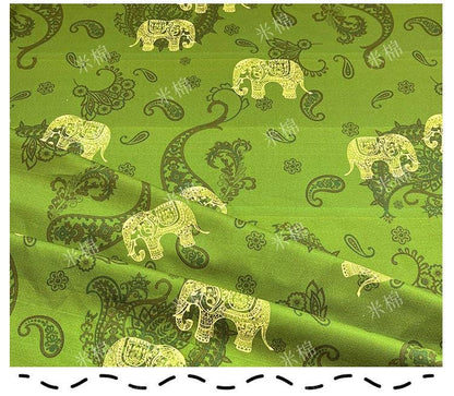 Elephant Print Cotton Fabric: Ethnic Style Sewing Material, 56" Wide