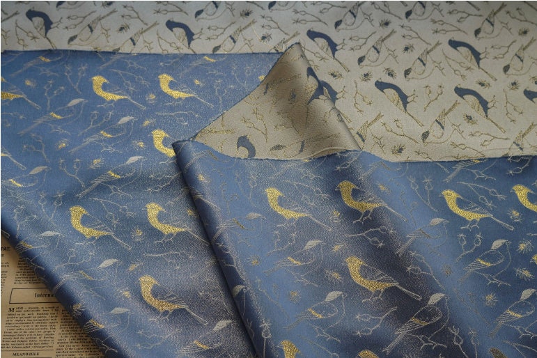 Birds Jacquard Satin Fabric: Brocade Sewing Material, 59"W
