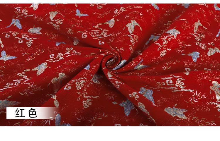 Butterfly Chenille Fabric: Gold Weave Mongolian Tibetan Pattern, 58"W