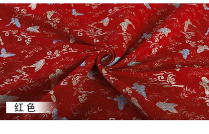 Butterfly Chenille Fabric: Gold Weave Mongolian Tibetan Pattern, 58"W