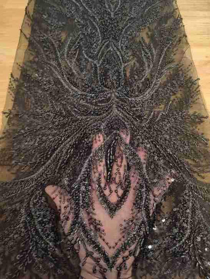 Tissu en dentelle à sequins et perles : voile de mariée, accessoire de robe