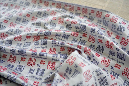 Double Happiness Jacquard Fabric: Traditional Chinese Symbol Polyester - Poppylollipop