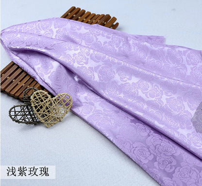 Jacquard Rose Satin Fabric: Antique Chinese Cosplay Costume Material, 59" Wide