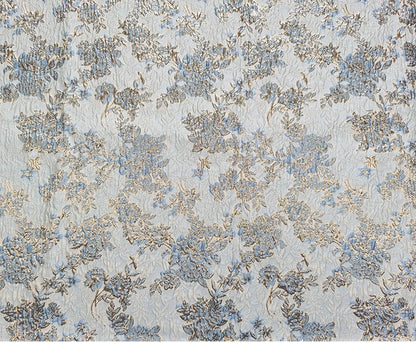 Gold Thread Floral Jacquard Fabric: 3D Texture Designer Sewing Material