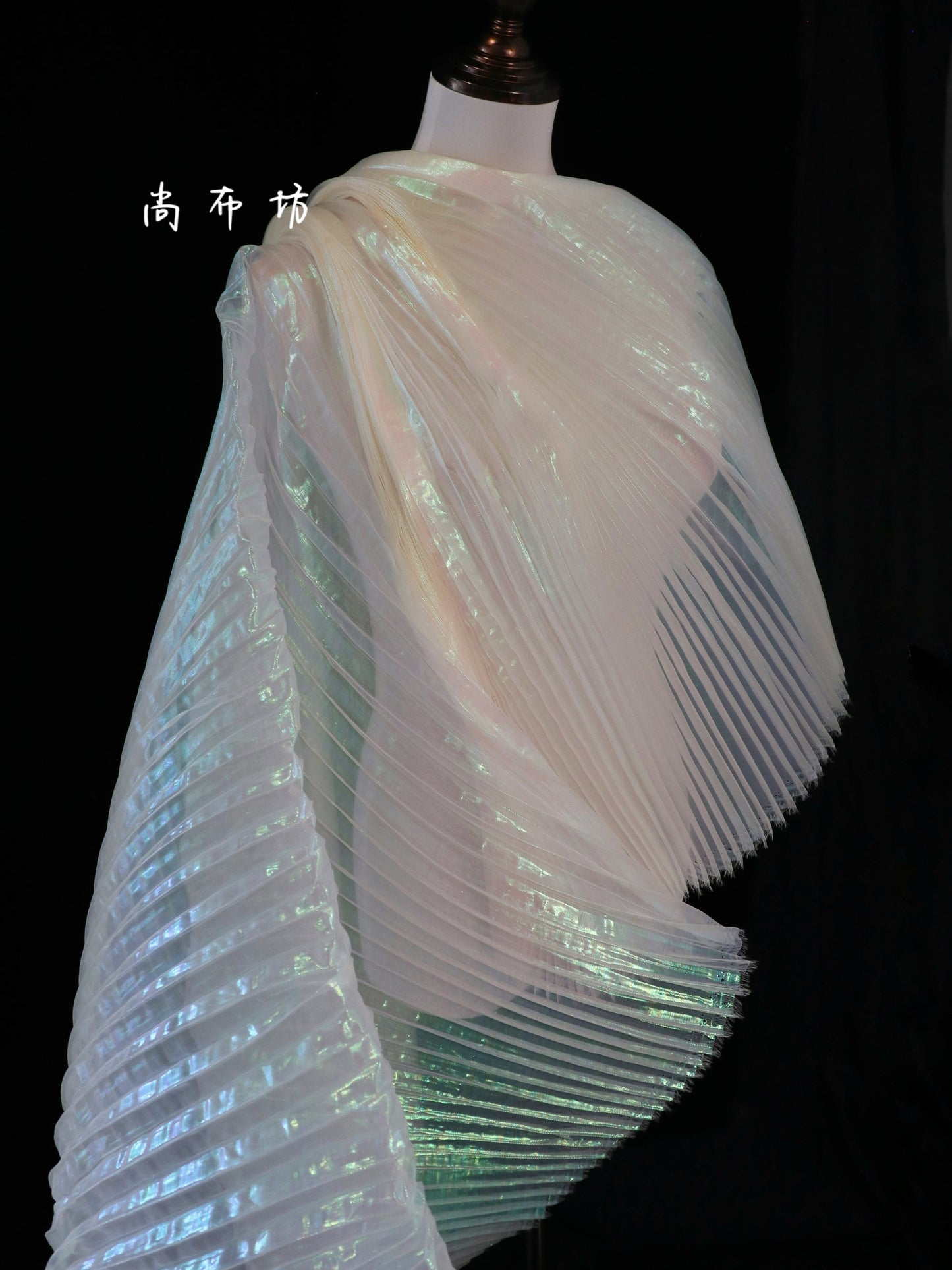 White Pleated Texture Fabric: 59"W Stiff Designer Fabric