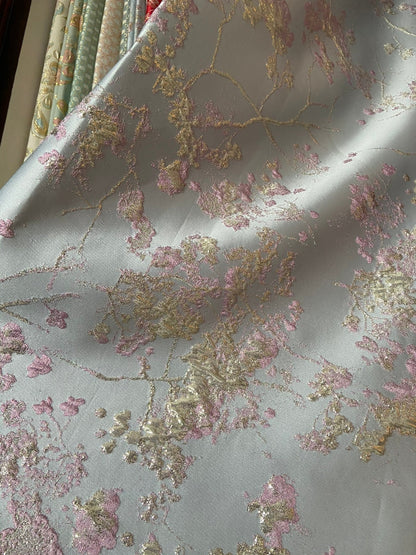Plum Blossom Jacquard Fabric: Pink Cheongsam Qipao Material (By The Meter)