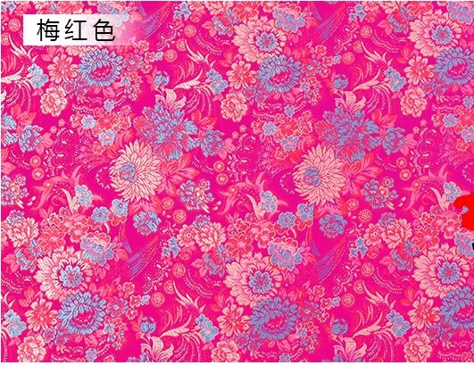 Tissu brocart de soie pivoine fuchsia : largeur 75 cm (29,5 po) - Ameublement et costumes